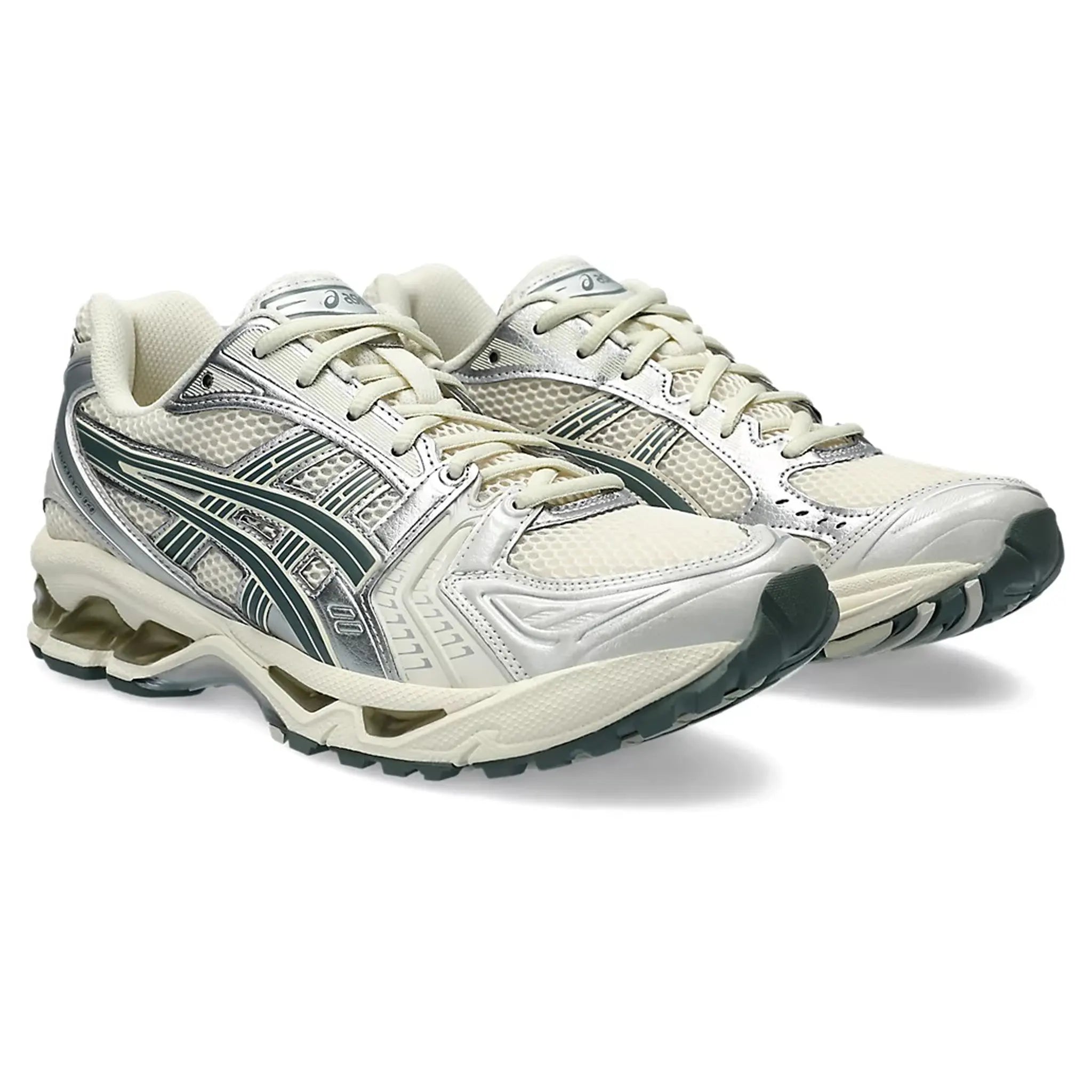 Front side view of ASICS Gel-Kayano 14 Birch Dark Pewter 1201A019-200